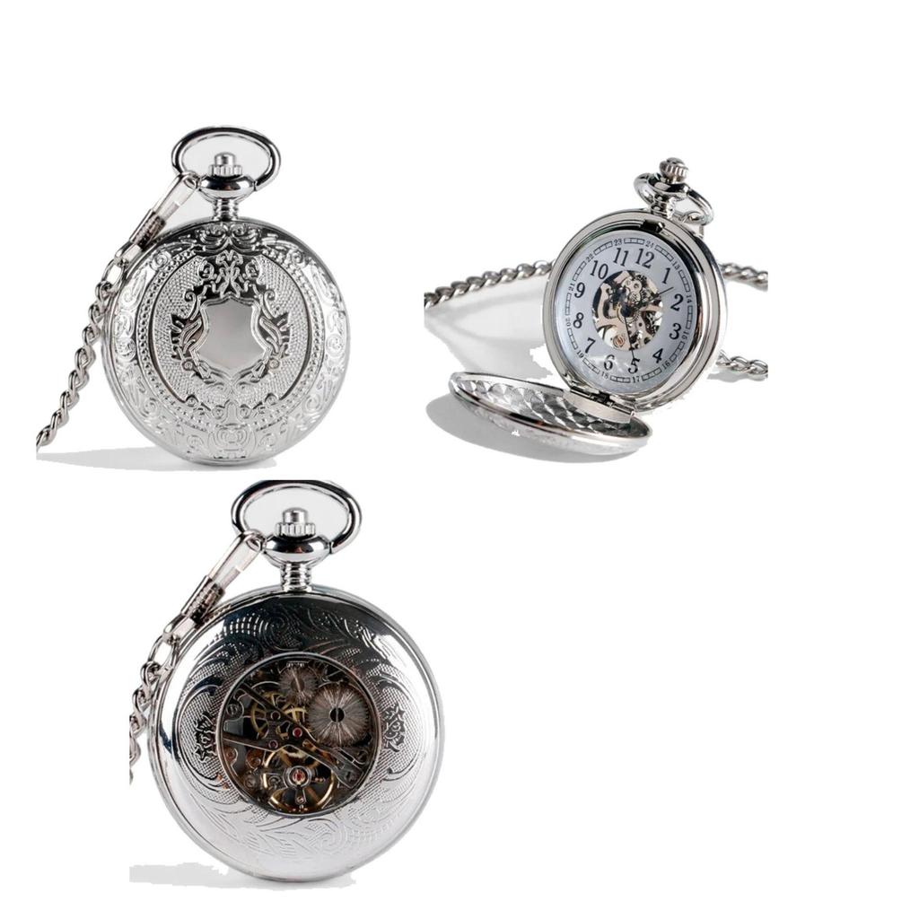 Vintage Double-Lid Polished White Metal Mechanical Pocket Watch - Glossy Student Gift & Commemorative