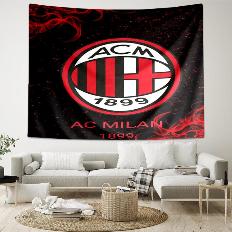 AC Milan Print Tapestry, Backdrop, Easy Setup, Ideal for Bedroom, Office & Living Room, with Aesthetic Wall Hanging Decor.
