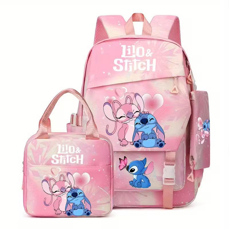 Large Capacity Schoolbag with Shoulder Strap; Student Three-piece Pencil Case Set