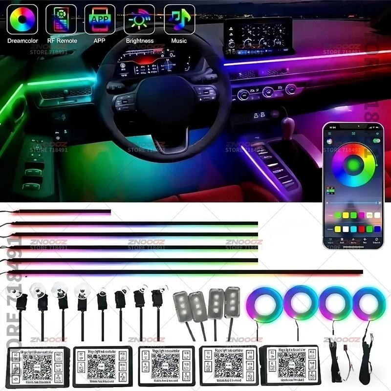 22in1 RGB Car Interior Acrylic Car Ambient Lights RGB Hidden Acrylic Strip Decoration Atmosphere Accessories For Silverado