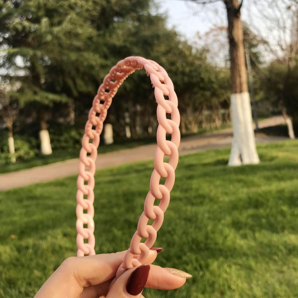 Vintage Headbands for Hair Woman Hair Band Simple Candy Color Chain Bezel for Hair Hair Hoop Headband Bezel Hair Accessories