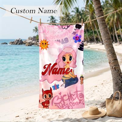 Karol G Custom Name Printed Beach Towel Personalized Soft Towel For Swimming Beach Travel