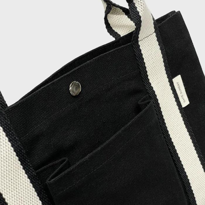 Safe Sunday Pocket Tote Bag (Black/Ivory)