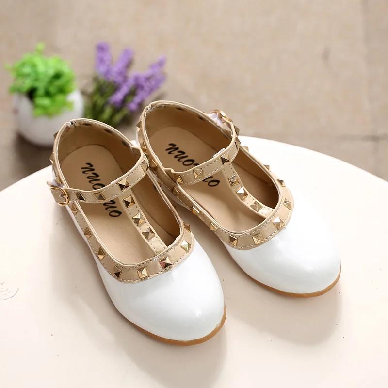 

Children Princess Leather Shoes for Girls Summer New Fashion Rivet Elegant Soft Sole Breathable Versatile Party Single Shoe 24