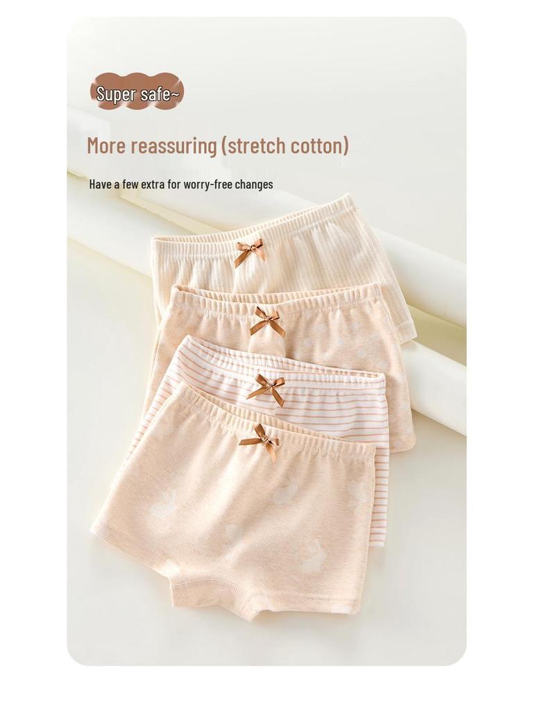 Girls' Cotton Antibacterial Underwear, Size 10A, Extended Crotch, Triangle Design