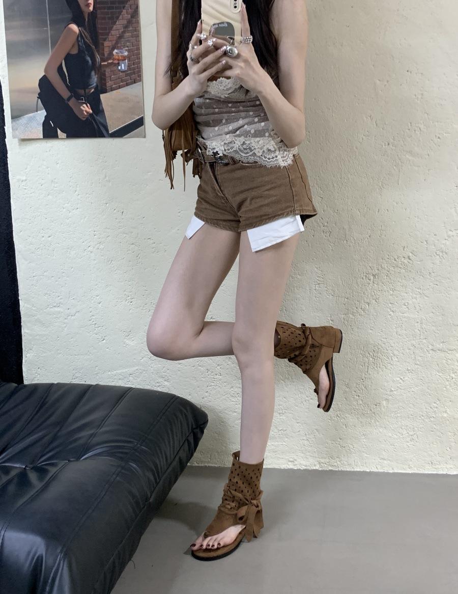 

New spot European and American foreign trade large size flat-bottomed herringbone toe wedge heel women s Roman shoes 39