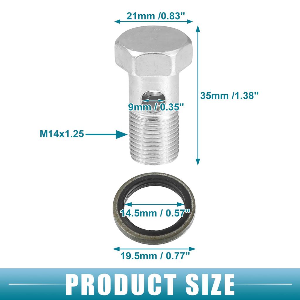 A ABSOPRO Bolt Brake Line Fitting Adapter for Car 1.38" Length M14x1.25 Brake Line