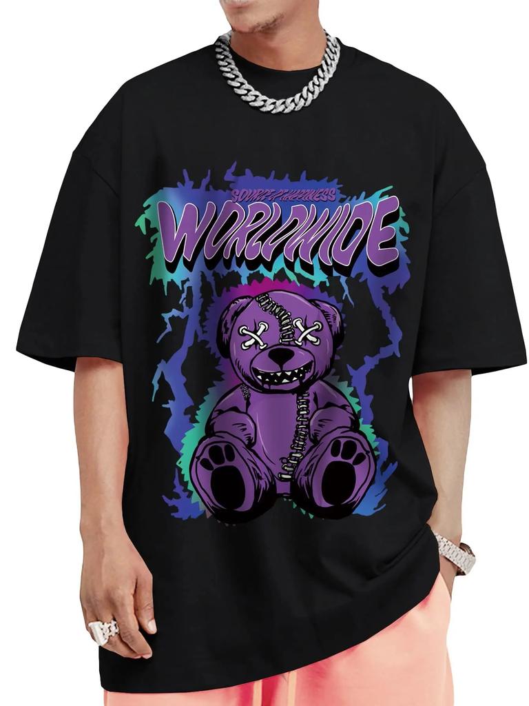 Sommer neu 100% Baumwolle Herren Rundhals Kurzarm Locker T-Shirt Oberteil Buchstaben bedrucktes T-Shirt Hohe Qualität Rockmusik Festival