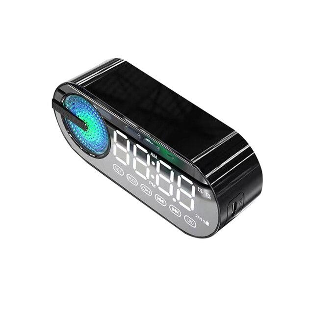 USB Charging Radio Alarm Clock RGB Portable Bluetooth Speaker FM Large Display Mute Mirror Digital Bedroom Room Office Decktops