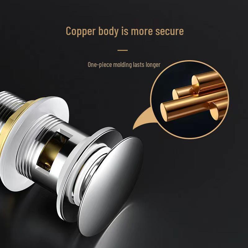 Copper Pop-Up Bathroom Washbasin Drainer with Anti-Odor Feature