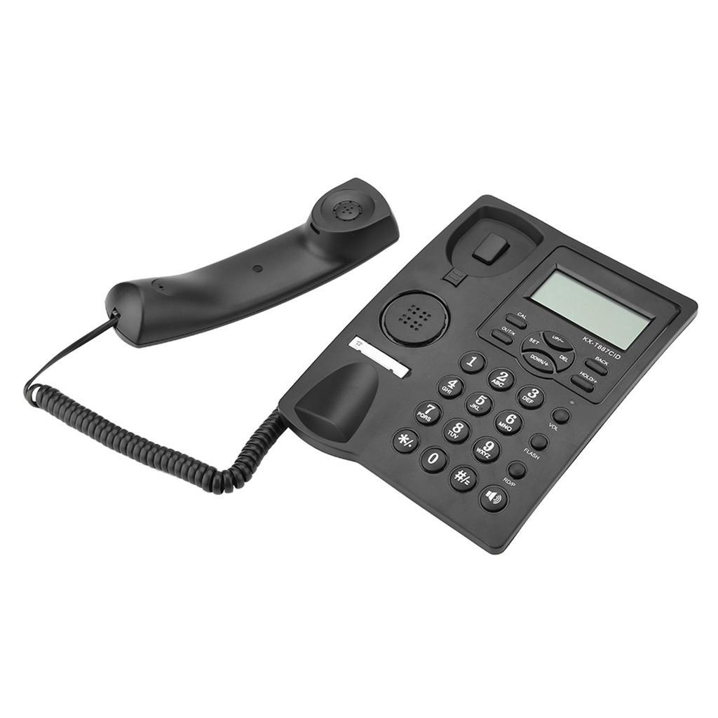 LCD Display Semi Hands Free Corded Phone with Speakerphone 3‑group Alarms Desktop Corded Telephone