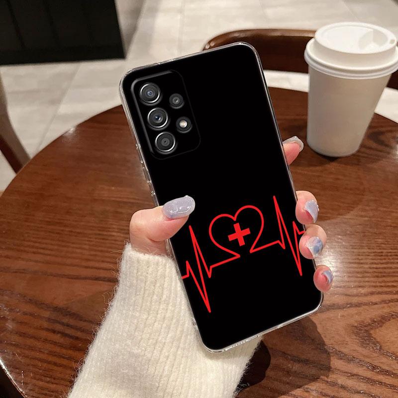 Nurse Medical Medicine Clear Phone Case For Samsung Galaxy A56 A57 A37 A55 A54 A36 A35 A26 A25 A16 A17 A07 A52 A34 A73 A53 Cover