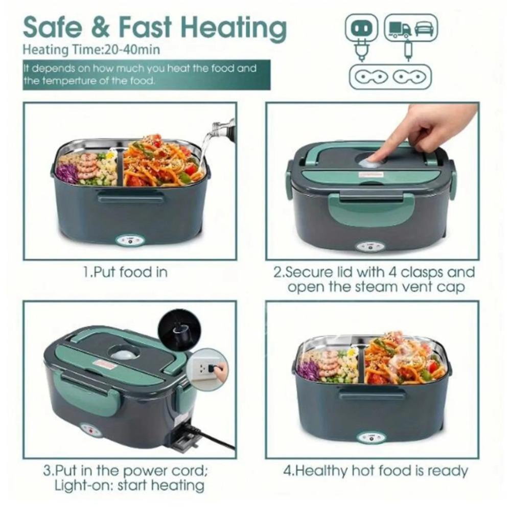 1pc Stainless Steel Heated Lunch Box with Sealed Freshness - Portable Food Warmer for Meal Prep and On-the-Go Eating