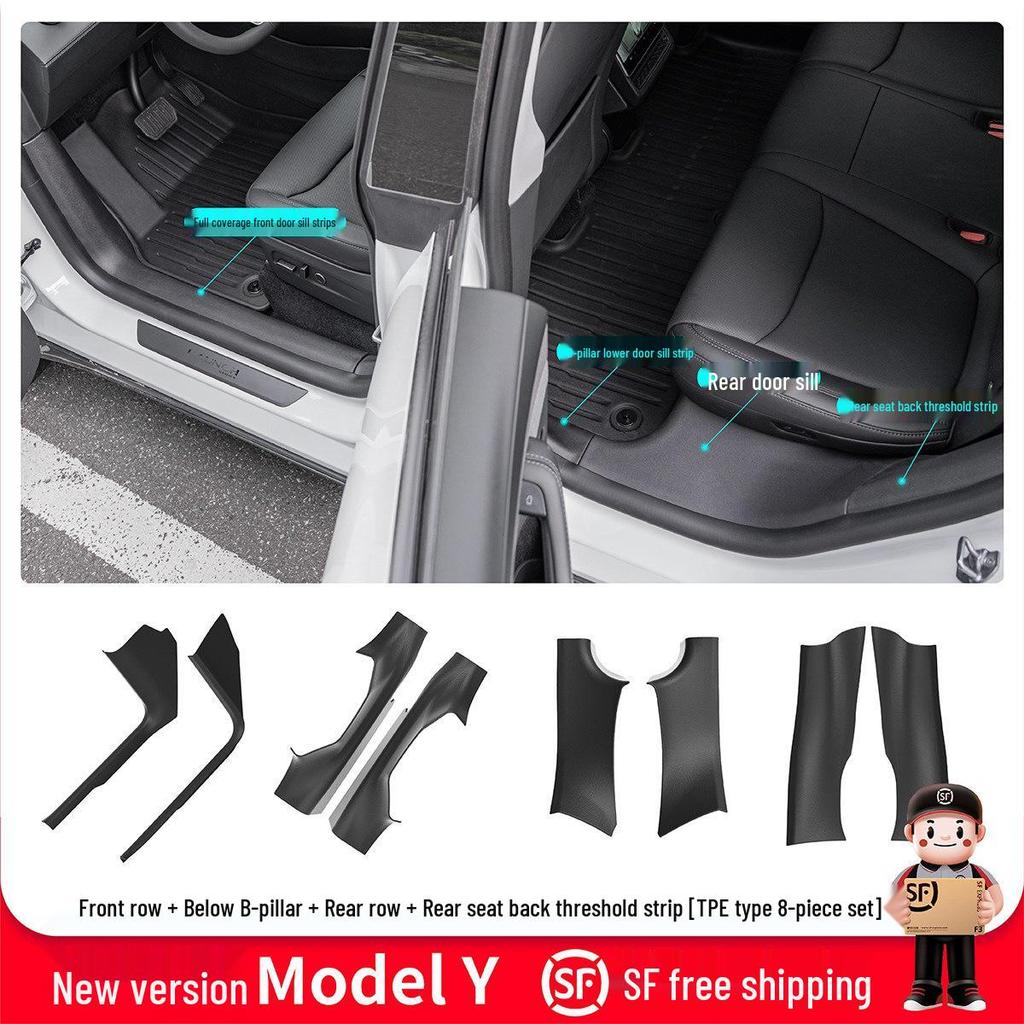 Tesla Model Y Door Sill Scuff Plates - Anti-Step TPE Welcome Pedals