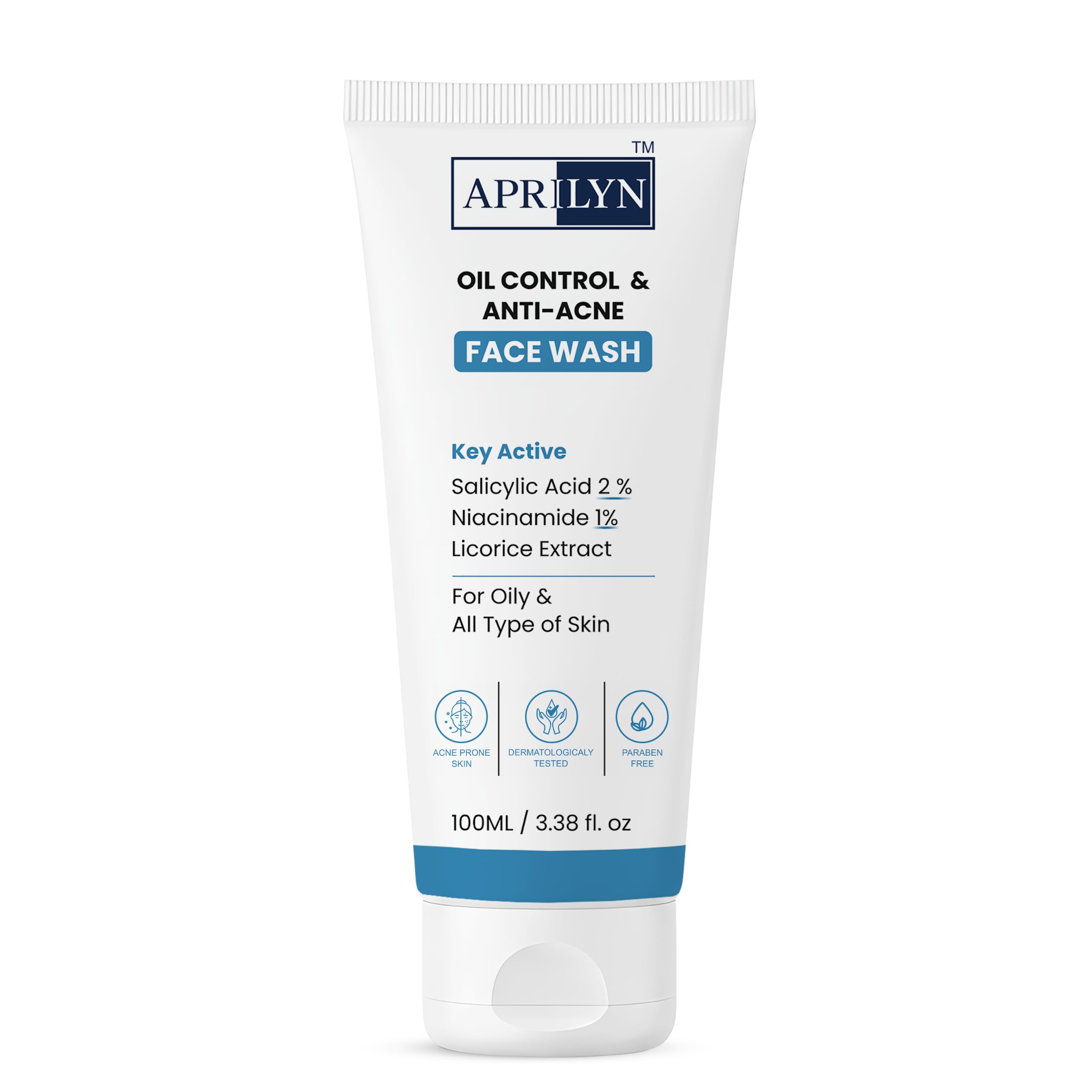 APRILYN Salicylic Acid Face Wash for Oily Skin & Acne-Prone Skin | 2% Salicylic Acid Cleanser with Niacinamide & Tea Tree Oil | Helps Reduce Pimple