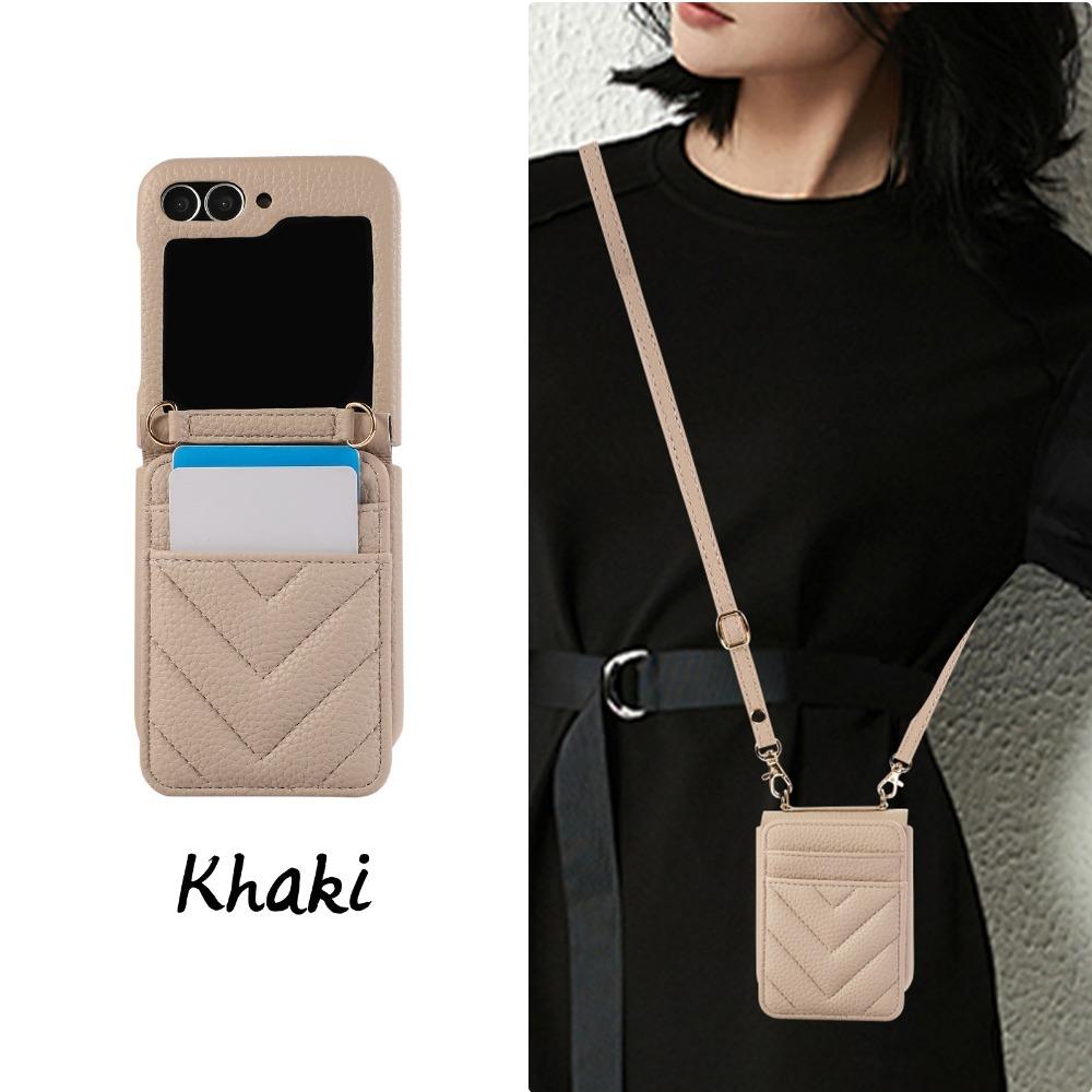 Crossbody Leather Phone Case for Samsung Galaxy Z Flip 6 5 4 3 Flip6 Flip5 Flip4 Flip3 Wallet with Card Holder Protection Cover