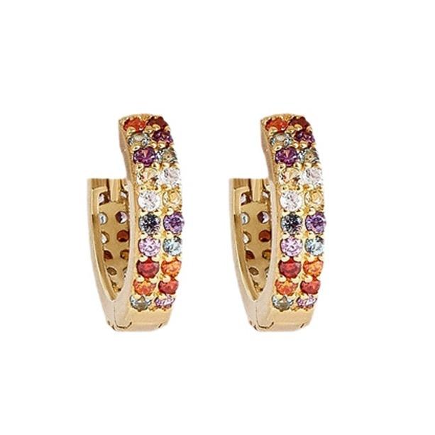 14K gold full diamond colored zircon stud earrings micro-inlaid colored diamond earrings 10-piece set earrings set earrings