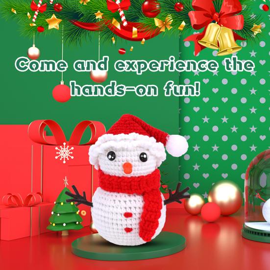 Weihnachts-Häkel-Anfänger-Set, Schneemann-Design, mit leicht verständlichen Anweisungen, Hände-Fähigkeiten, verbessern, Langeweile lindern, Weihnachts-Schneemann-Häkel-Set