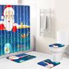 Christmas Home Shower Curtain Waterproof Polyester Cloth Toilet Floor Mat Four-Piece Set Entrance Door Mat Bedroom Living Room Carpet