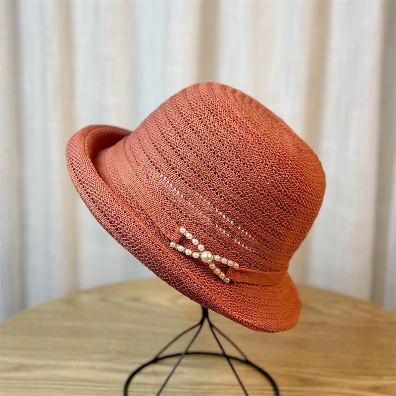 Chic Pearl Summer Hat For Women Lightweight Breathable Bucket Hat For Outdoor Activities