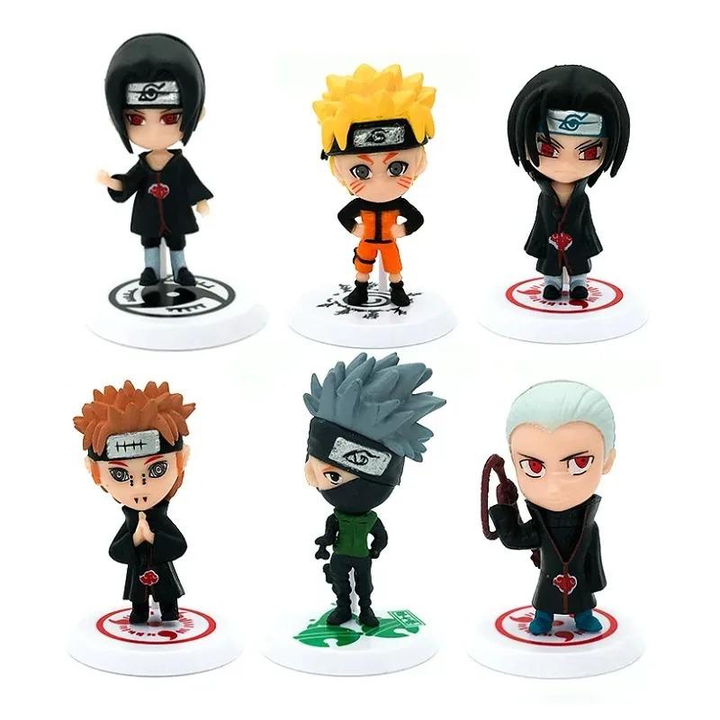 12 Pcs/Lot NARUTO Sasuke Gaara Uchiha Madara Figure 7-8cm 2 Style Personality Base Mini Figurines