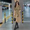 Women's 2025 Spring/Autumn French Trench Coat: British Style, Double-Breasted, Over-the-Knee, Mid-Length, Loose Fit