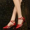 Women Latin Dance Shoes Adult Social Mid-high Heels Soft Sole Square Modern Shoes Dance Sports
