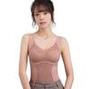 Sleeveless Thermal Tank Top for Women Fleece Lined Lace V Neck Base Layer with Built In Bra Warm Camisole Undershirts for Cold Weather