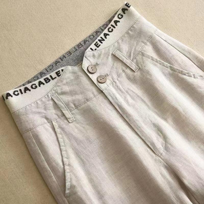 High-waisted Letter Elastic Waist Baggy Slimming Pants