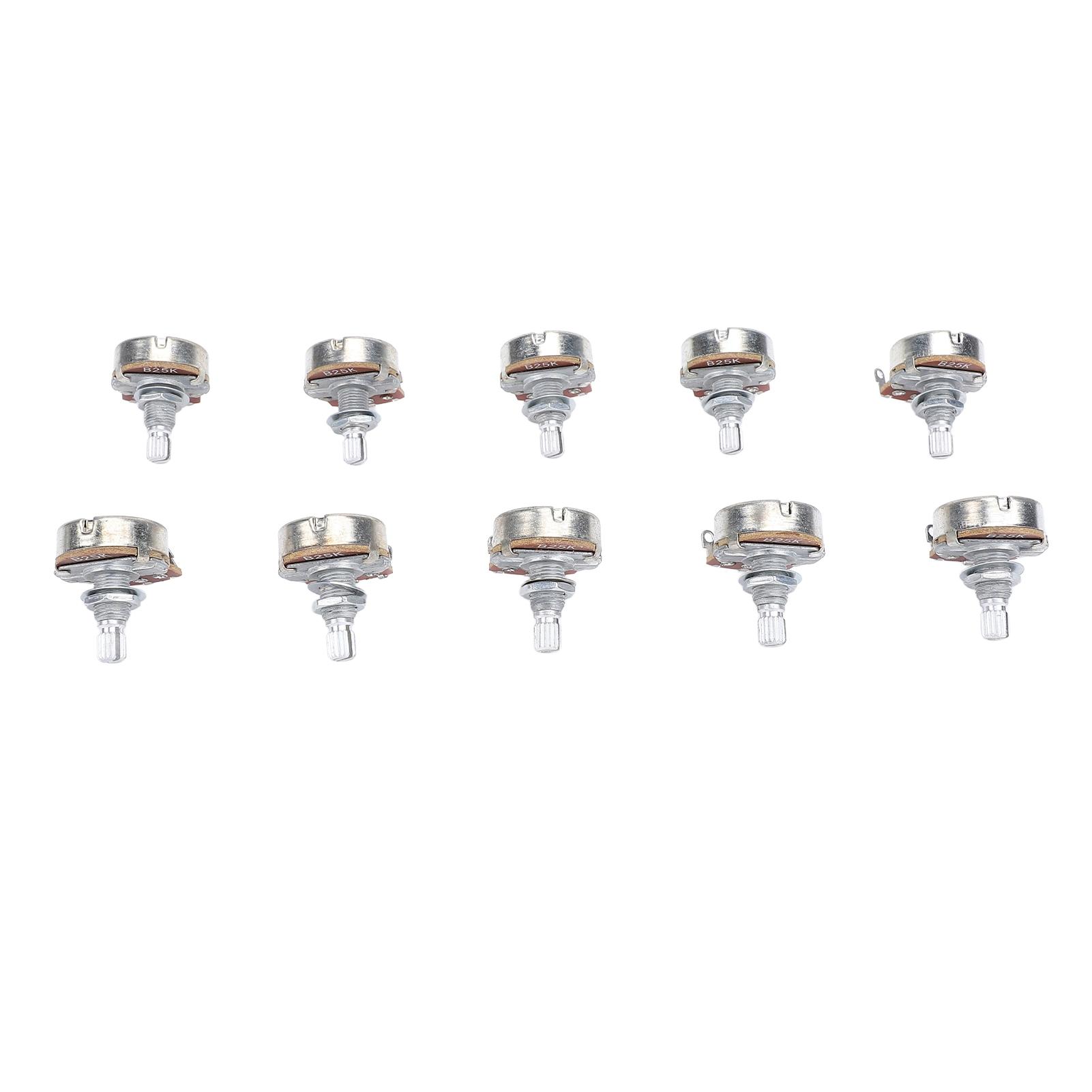 

10 шт. гитарный потенциометр 18 мм вал 25 кОм бас метрический M8 электрический бас гитарный потенциометр для громкости T B25K