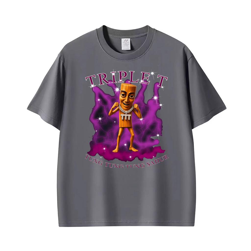 Triple T Funny Tung Tung Tung Sahur Retro Meme Printed T Shirt Unisexs Clothing Gothic Humor Short Sleeve Oversized Loose Tshirts