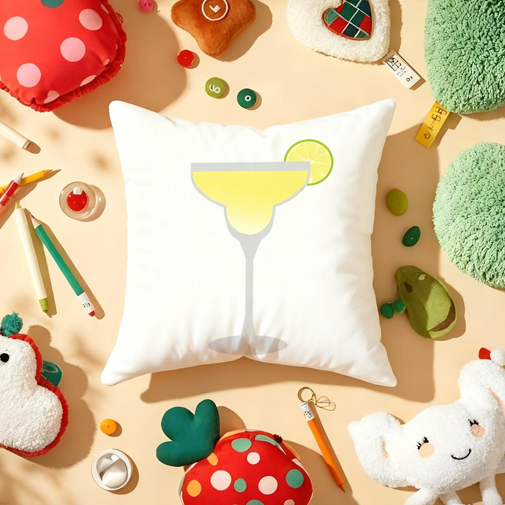 Cocktails Cushion Cover Soft Short Plush DoubleSided Printing Home Decor Machine Washable Pillow Case Gift