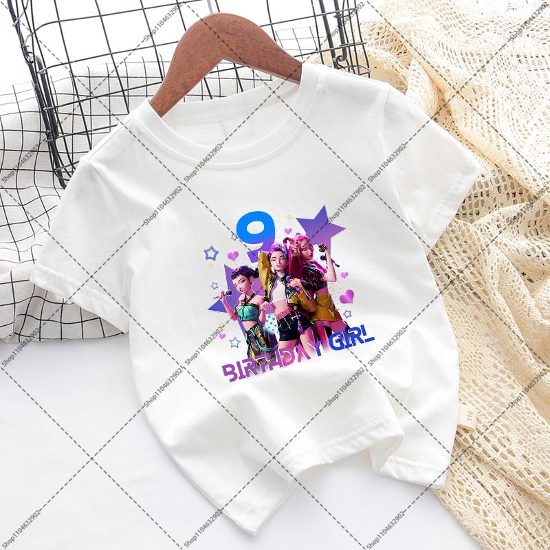 Kpop Demon Hunters Children T-shirts Birthday Party Tee Cotton Short Sleeves Anime Graphic Print T-shirt Boys Girls Fashion Tops