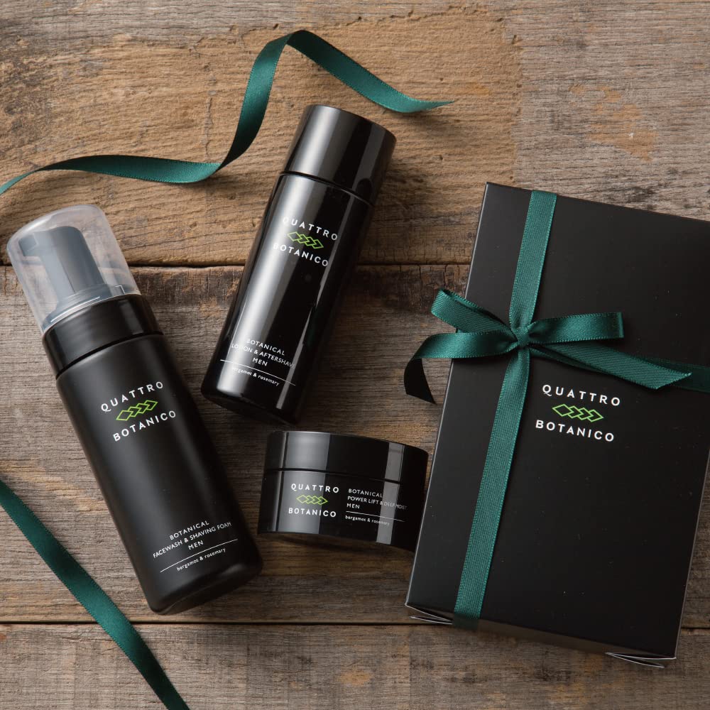 Quattro Botanico Coffret Cadeau Soin Visage et Soin Basique Botanique pour Anniversaire Cadeau de Noël (Cadeau pour homme Nettoyant, Lotion, Crème) Hommes, Cosmétiques pour hommes,