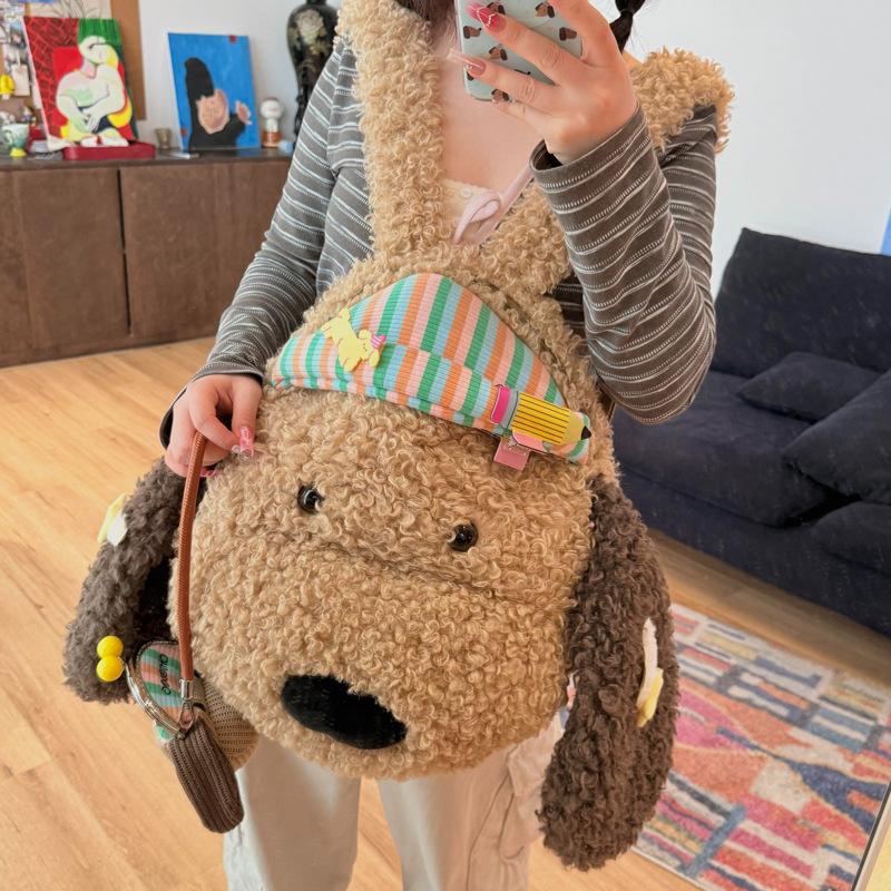 Women Cute puppy backpack female large-capacity computer bag student cartoon schoolbag travel bag