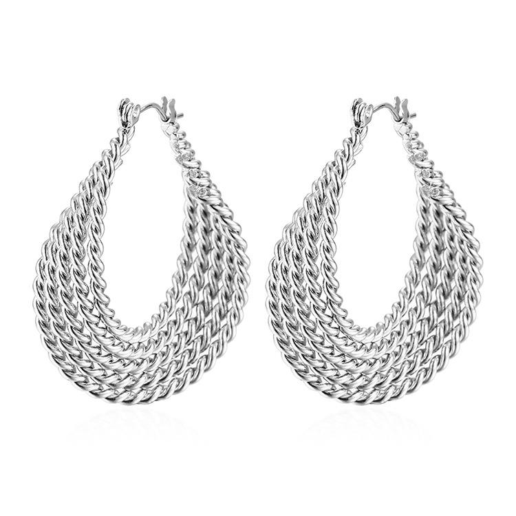 

Серьги-гвоздики из нержавеющей стали с многослойной витой проволокой 18-каратного золота в стиле французского ретро. Модные универсальные серьги из титановой стали для женщин.