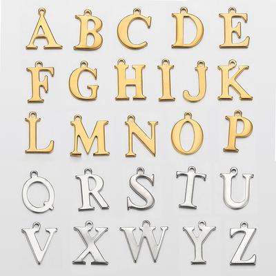 20pcs Stainless Steel Gold Letter Charm Initial Charms Alphabet Beads Pendants Assorted for Bracelet Necklace Jewelry Making DIY