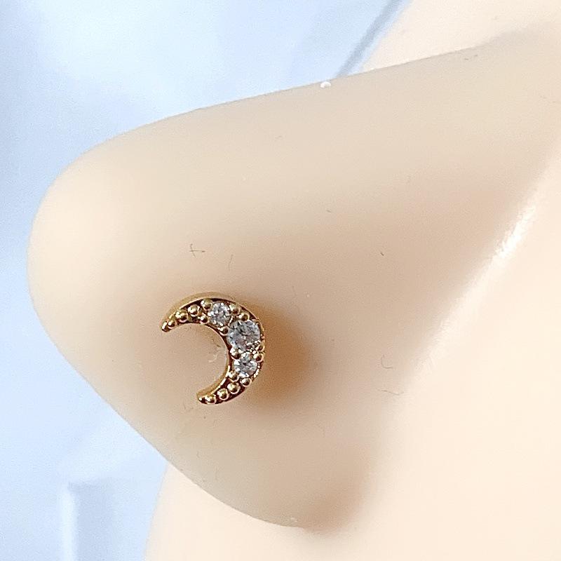 High-End Copper Moon & Flower Nose Ring - Women's Fresh Sweet Style