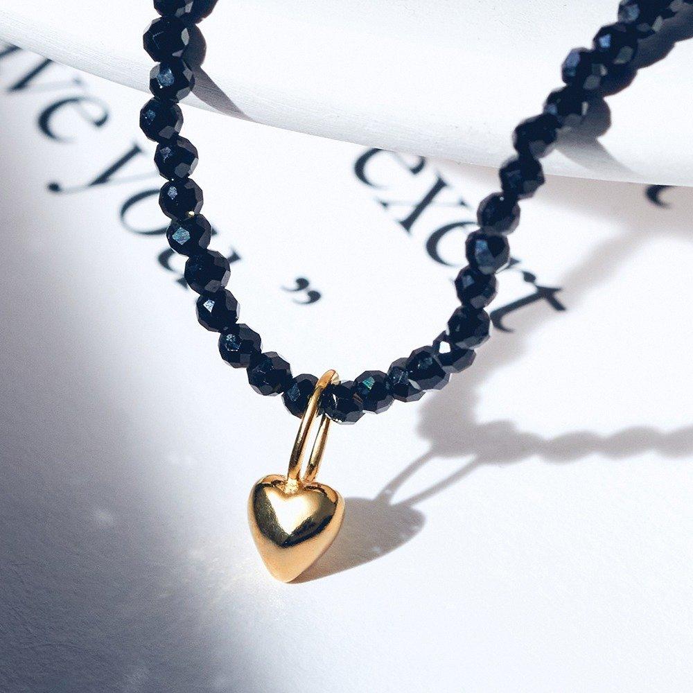 14Kgf Heart Pendant Natural Stone Necklace 92.5 Silver Csne0009