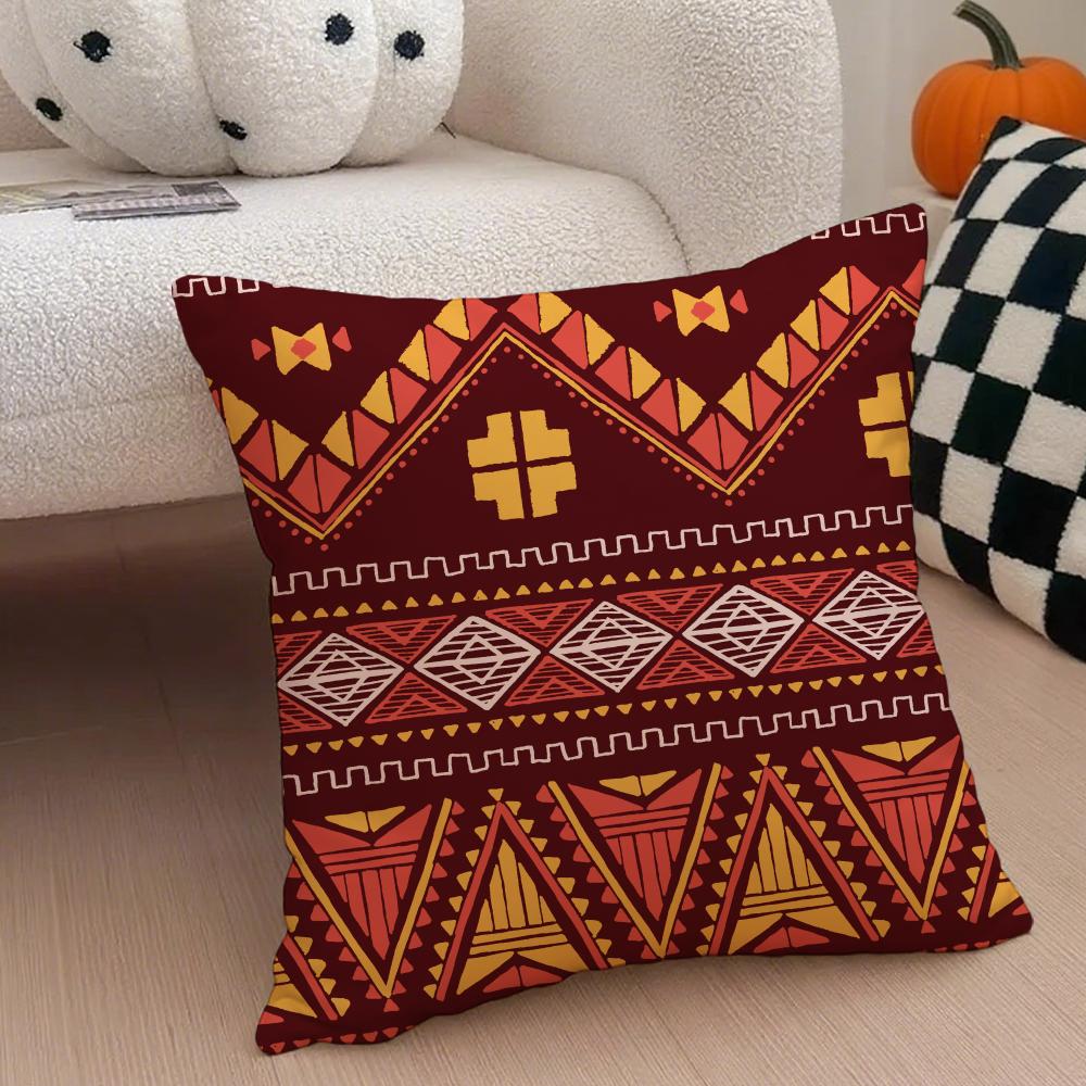 Boho Textile Pattern BBohemian Ethnic Prints Cushion Cover Throw Pillow Cover Hidden Button Durable Polyester Chair Cushion