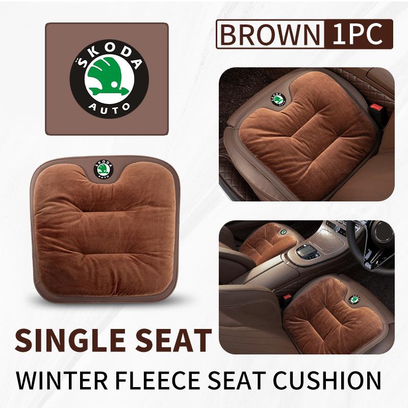 OENU7 For Skoda Flannel Warm Car Seat Anti Slip Cover Chair Front Rear Cushion Pad Octavia Superb RAPID FABIA KAMIQ KAROQ KODIAQ YETI