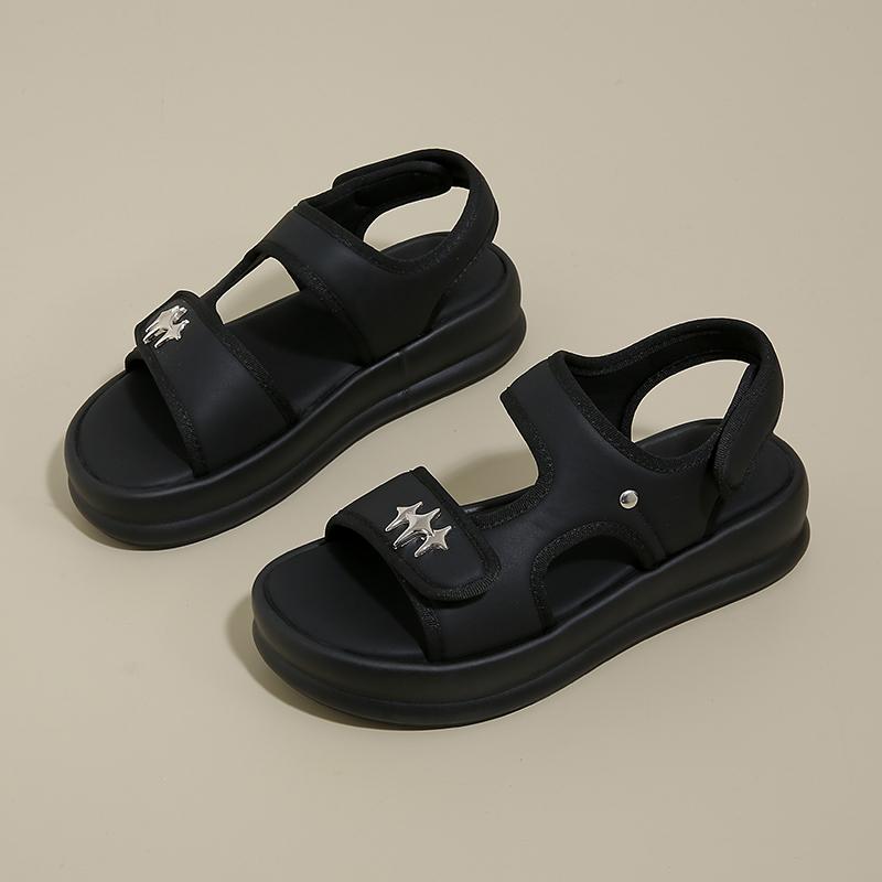 CRLAYDK Women's Sandals Adjustable Strap Hook&Loop Shoes Comfort Platform Summer Walking Casual Outdoor Beach Dressy Slippers