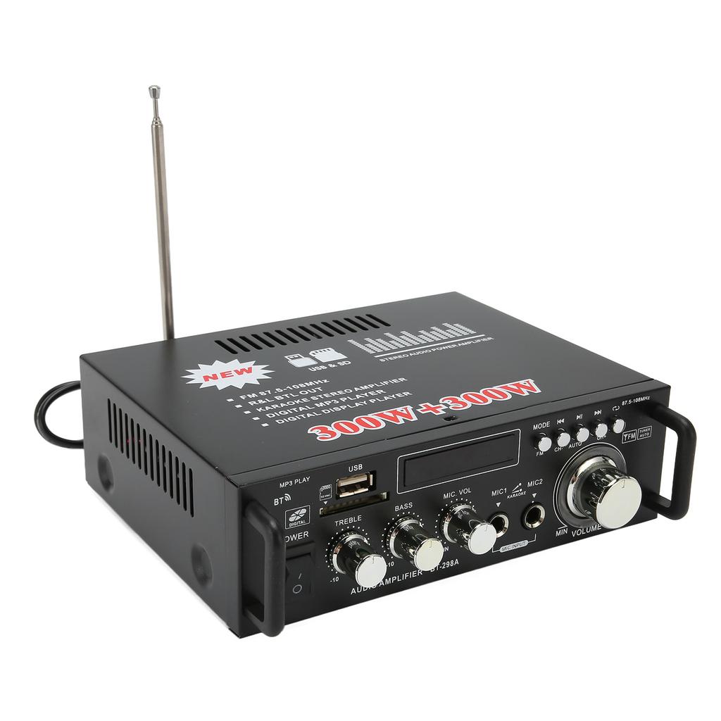 Power Amplifier 300W 300W Bluetooth with USB Memory Card Port Remote Control LED Display for Home