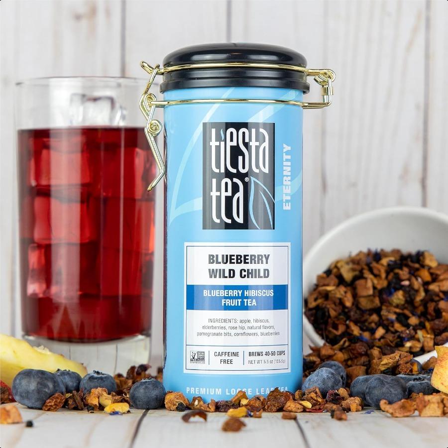 Tiesta Tea Blueberry Wild Child Loose Leaf Blueberry Hibiscus Herbal Tea Premium nCaffeinated Blend Make Hot or Iced Brews Up T