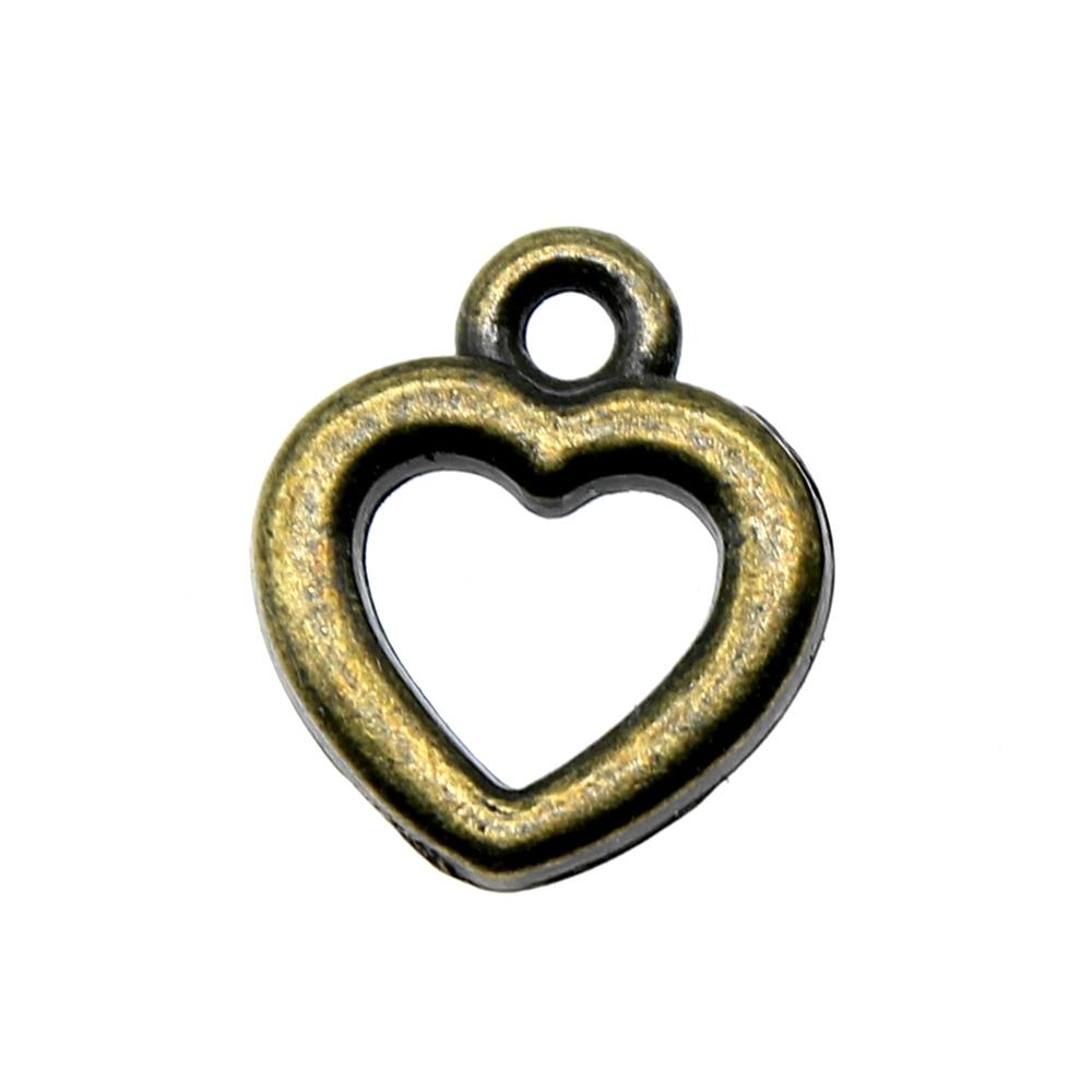 

20шт Сердце Шармы Амулеты Античная бронза Цвет Цинковый сплав 10X12mm