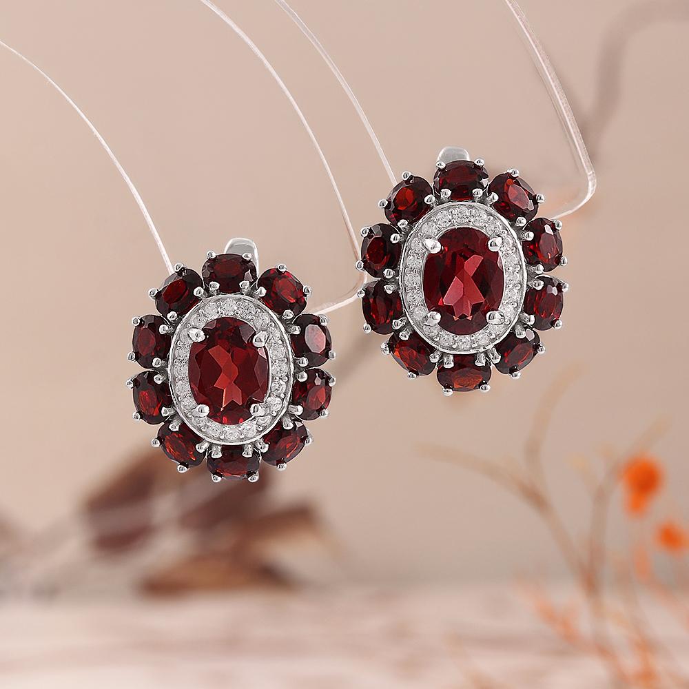 2026, 925 Sterling Silver Ring Earrings Pendant Necklace Natural Garnet January Birthstone Jewelry Set for Women's Banquet Gifts