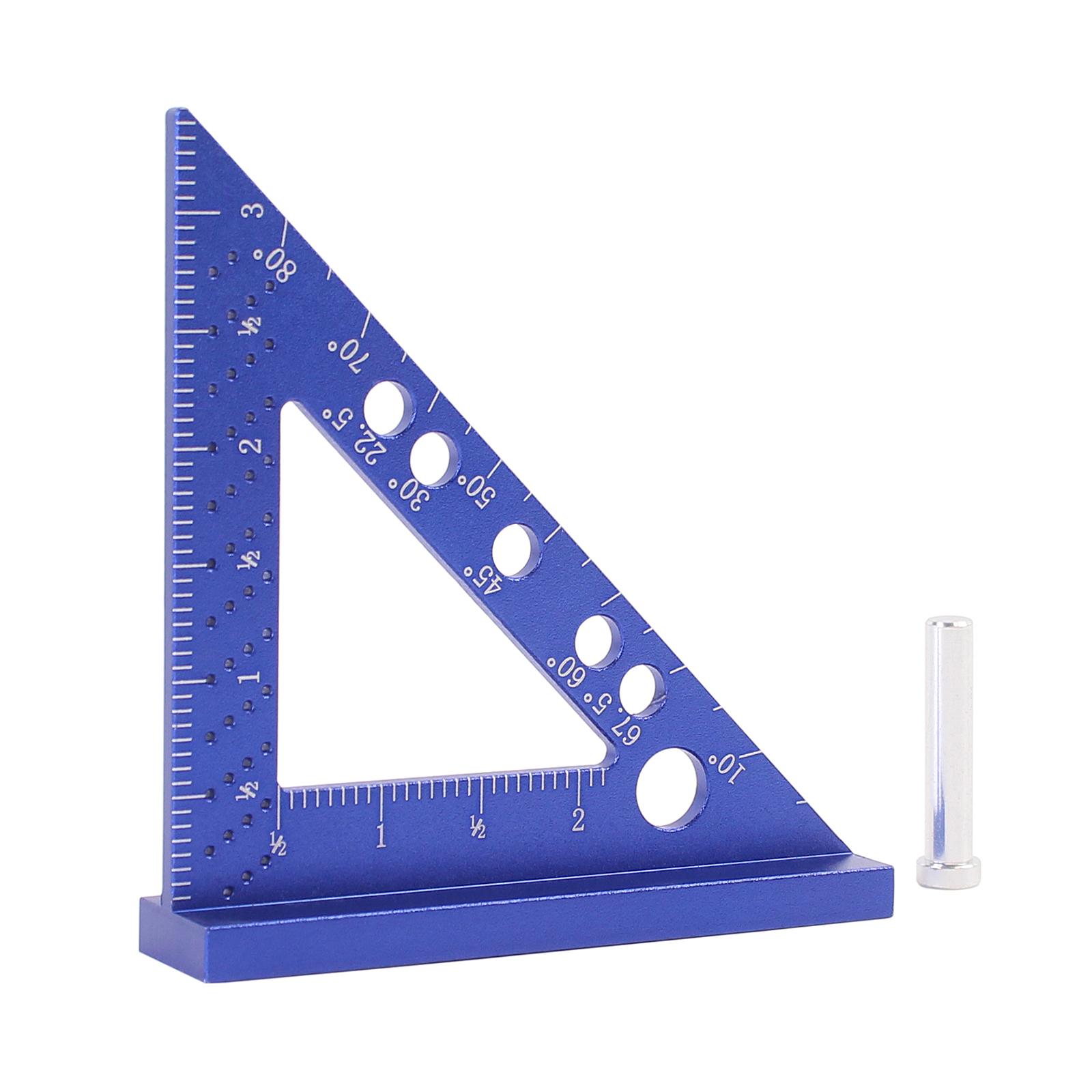 

90 Degree Carpenter Square Woodworking Measuring Square Marking Gauge Miter Triangle Scribe Ruler With 6mm Fixed Angle Pin 1pcs синій