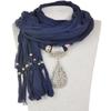 Tassel Polyester Scarf Women's Jewelry Scarf Full Diamond Water Drop Pendant Scarf