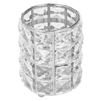 Make-up Pinselhalter Kristall Metall Langlebig Eleganter Stil Breite Anwendung Stifthalter für Pinsel Bleistift Schmuck Silber