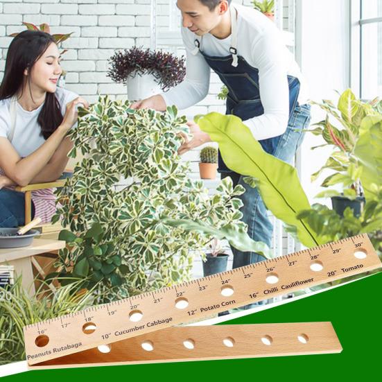 Wooden Plant Ruler Foldable Planting Ruler with Holes Smooth Edge Burr Free Easy To Use Lightweight Portable Garden Ruler